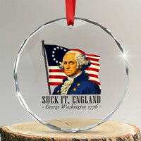 Funny George Washington 1776 Crystal Glass Ornament 4th July Suck-It England