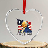 Funny George Washington 1776 Heart Crystal Glass Ornament 4th July Suck-It England