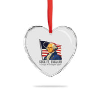 Funny George Washington 1776 Heart Crystal Glass Ornament 4th July Suck-It England