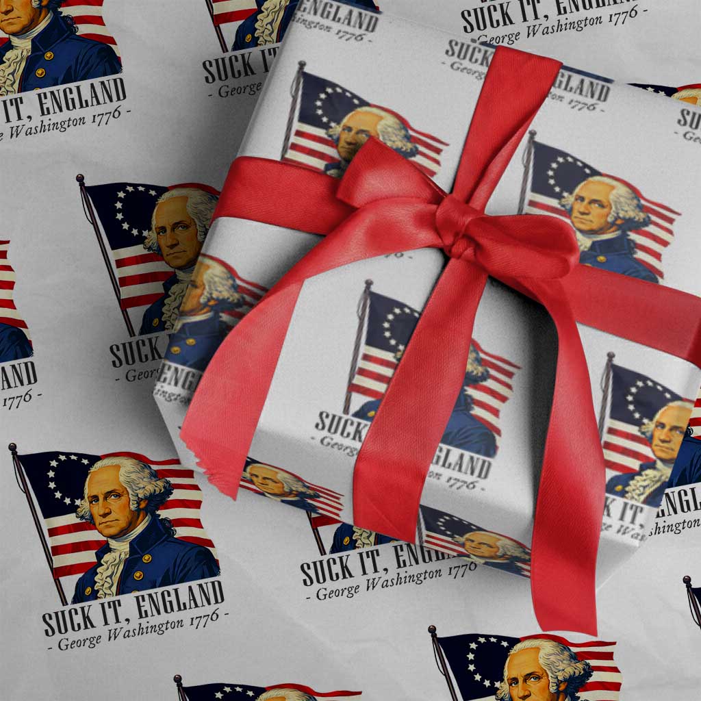 Funny George Washington 1776 Wrapping Paper Roll 4th July Suck-It England