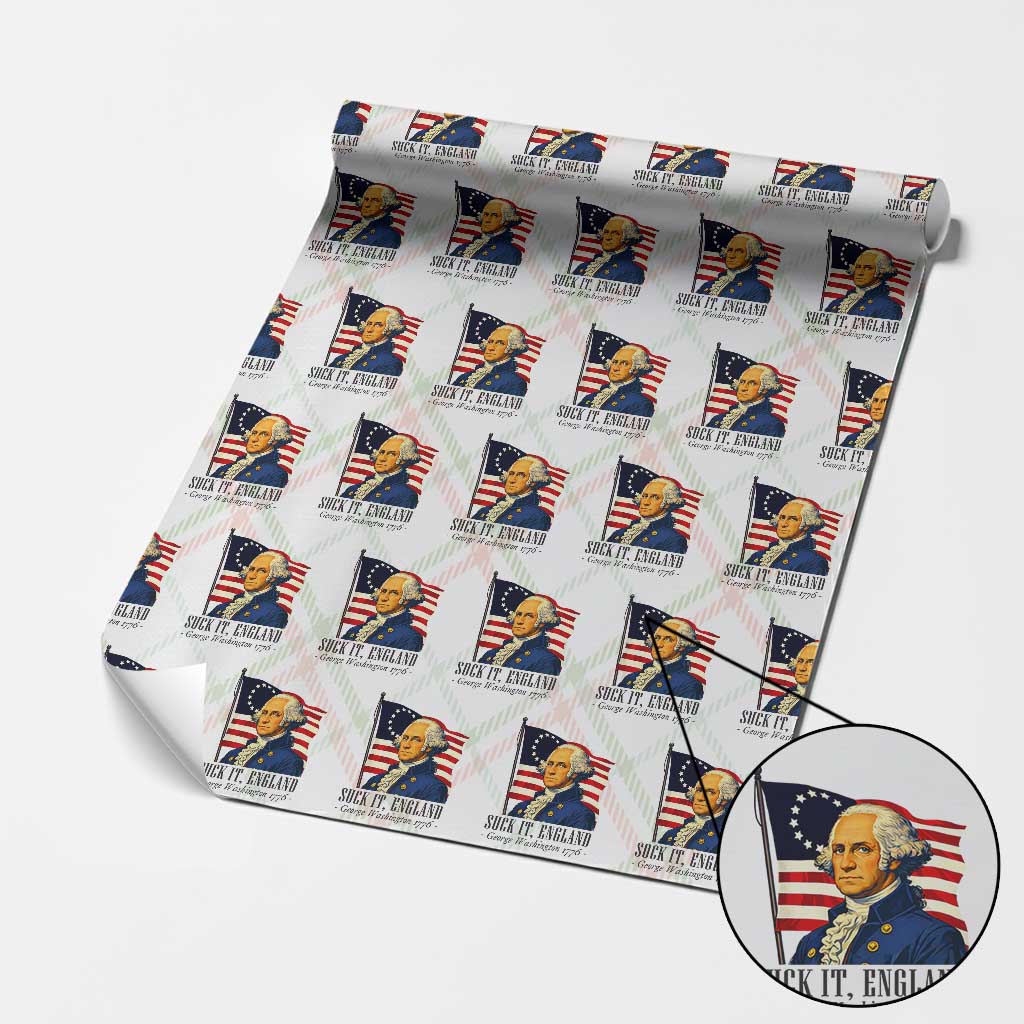 Funny George Washington 1776 Wrapping Paper Roll 4th July Suck-It England