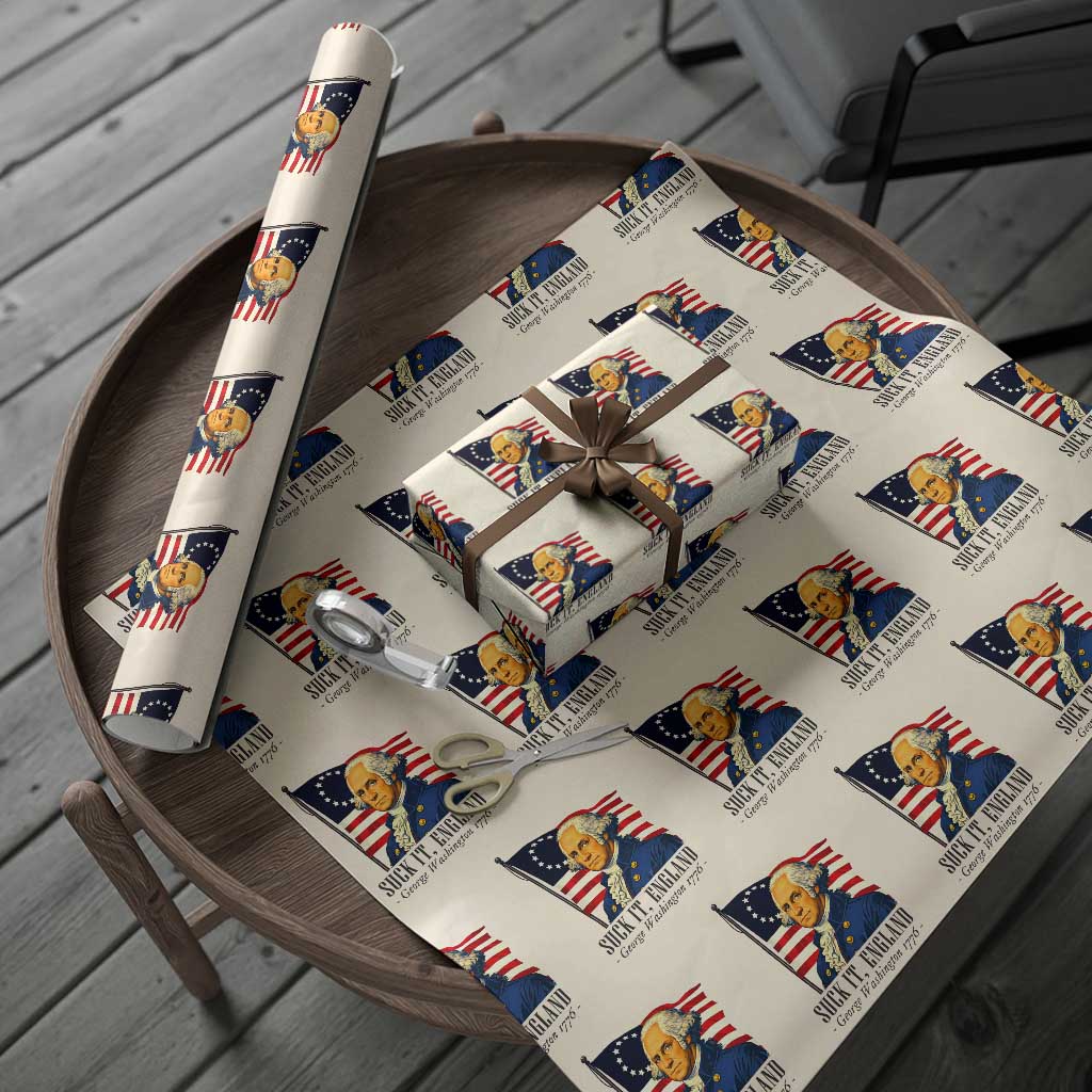 Funny George Washington 1776 Wrapping Paper Roll 4th July Suck-It England