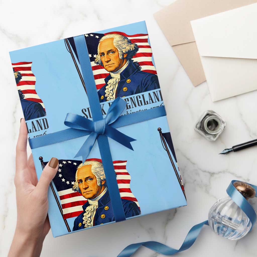 Funny George Washington 1776 Wrapping Paper Roll 4th July Suck-It England