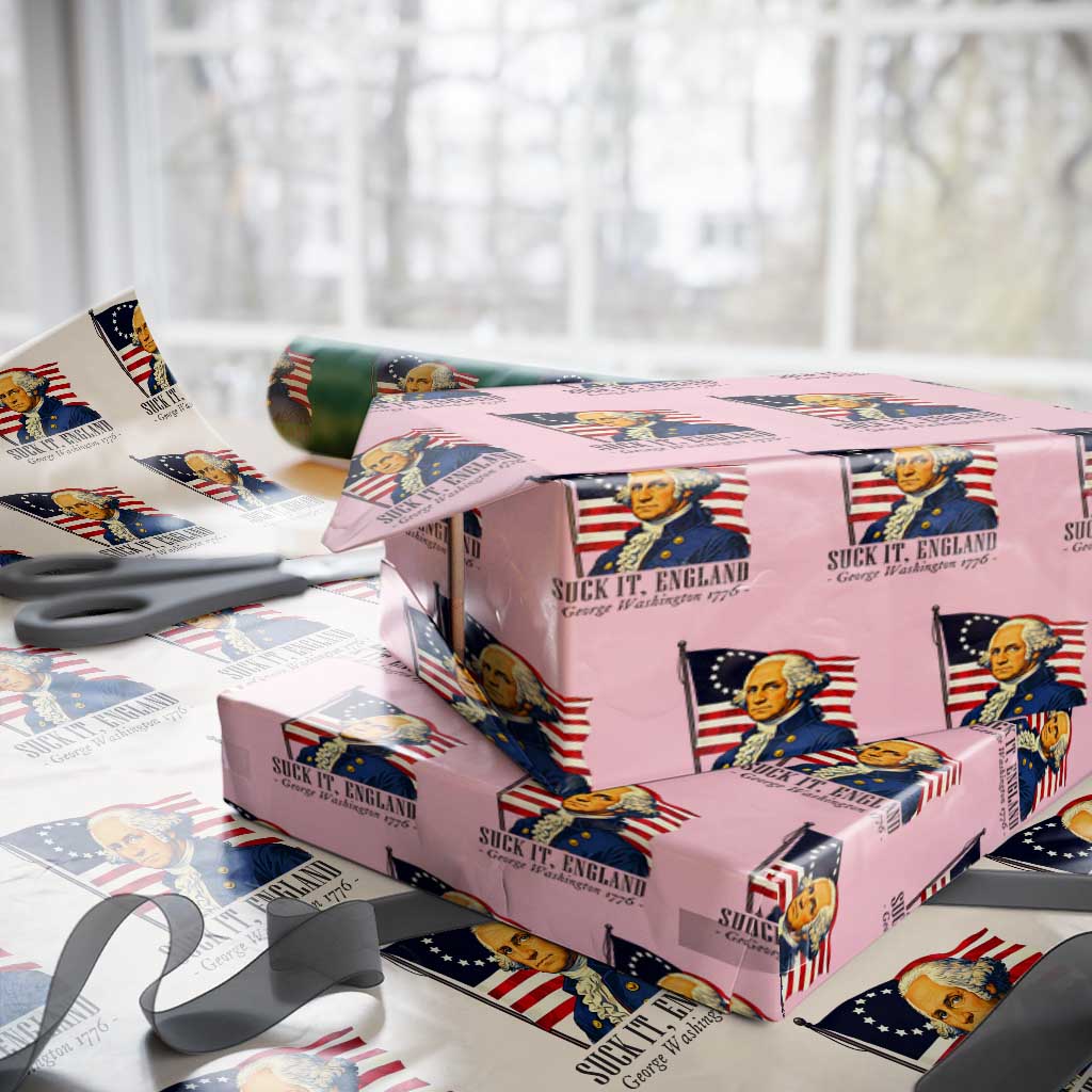 Funny George Washington 1776 Wrapping Paper Roll 4th July Suck-It England