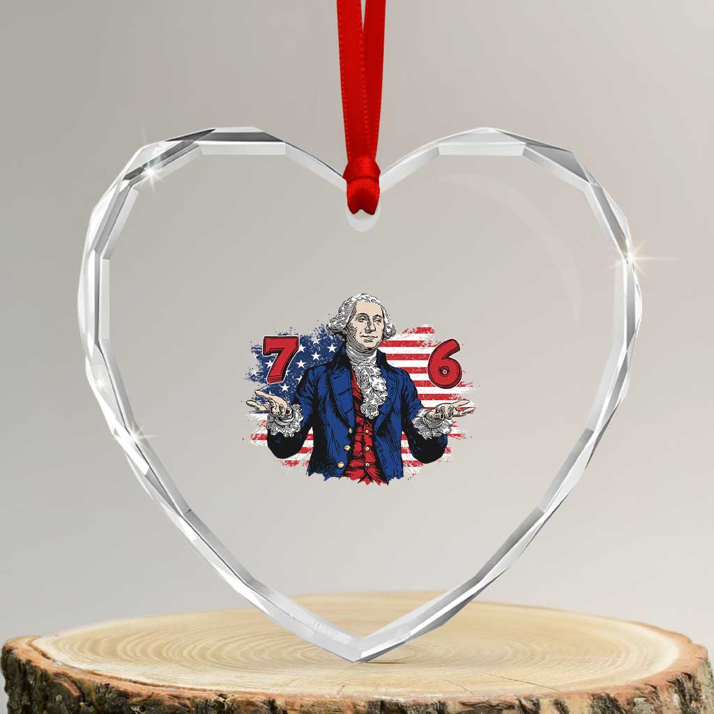 Funny George Washington 67 Heart Crystal Glass Ornament Six Seven Meme Gen Alpha Slang - Wonder Print Shop