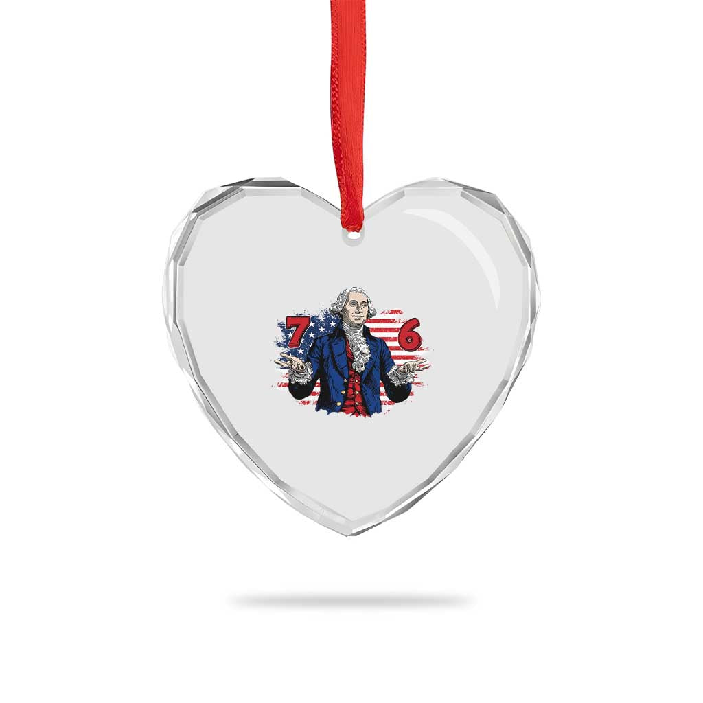 Funny George Washington 67 Heart Crystal Glass Ornament Six Seven Meme Gen Alpha Slang - Wonder Print Shop