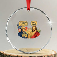 Funny George Washington and Jesus Conversation Crystal Glass Ornament Patriotic Commentary Historical Icons