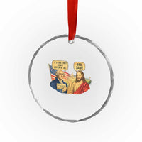 Funny George Washington and Jesus Conversation Crystal Glass Ornament Patriotic Commentary Historical Icons