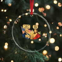 Funny George Washington and Jesus Conversation Crystal Glass Ornament Patriotic Commentary Historical Icons