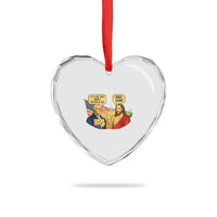 Funny George Washington and Jesus Conversation Heart Crystal Glass Ornament Patriotic Commentary Historical Icons
