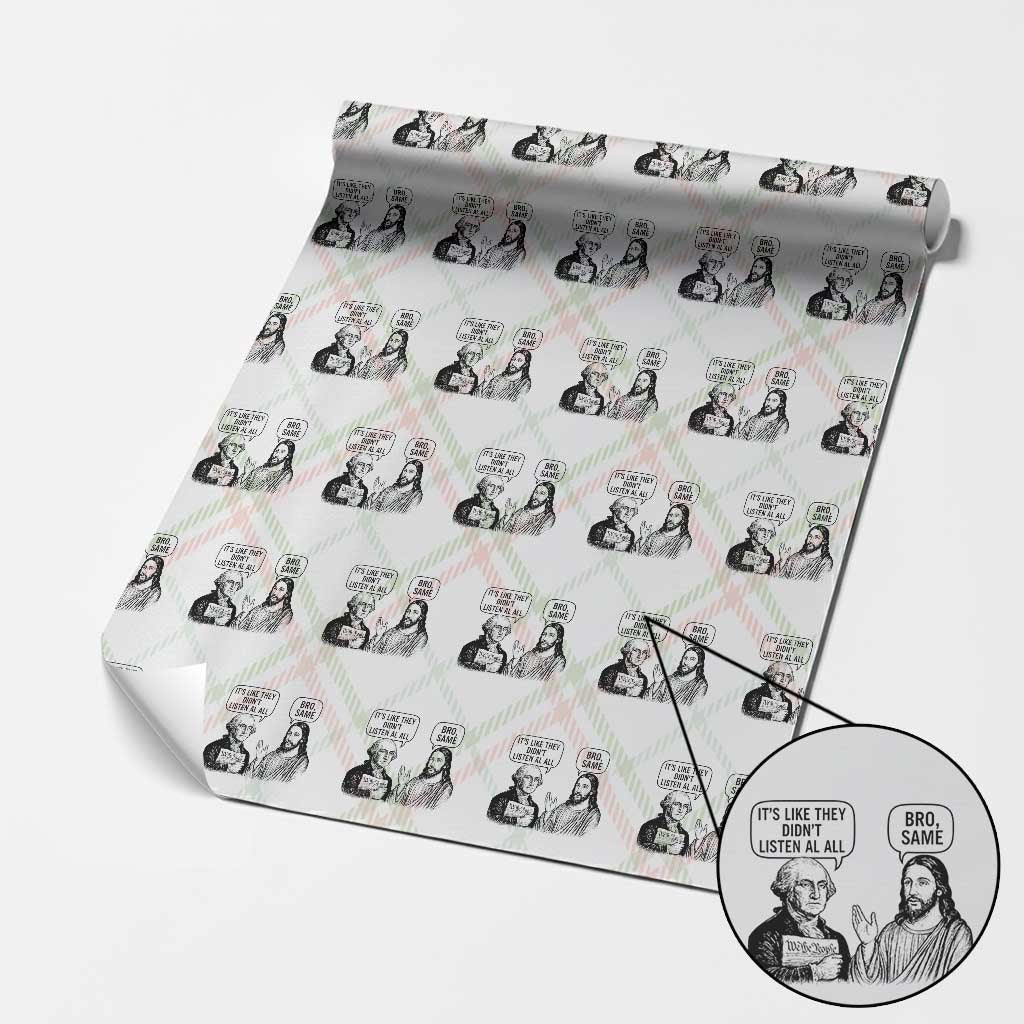 Funny George Washington and Jesus Satire Wrapping Paper Roll Political Commentary Founding Fathers and Faith