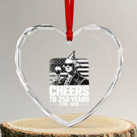 Funny George Washington Cheers To 250 Years Heart Crystal Glass Ornament