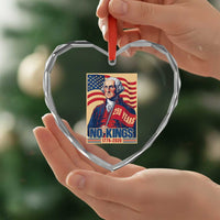 Funny George Washington Freedom Protest Heart Crystal Glass Ornament No Kings