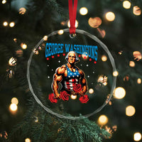 Funny George Washington Gym Crystal Glass Ornament Muscular Flex Workout 4th of July - Wonder Print Shop