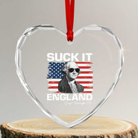 Funny George Washington Heart Crystal Glass Ornament Suck It England Bold Patriotic 4th of July 1776 - Wonder Print Shop