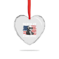 Funny George Washington Heart Crystal Glass Ornament Suck It England Bold Patriotic 4th of July 1776 - Wonder Print Shop
