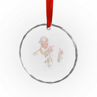 Funny George Washington Middle Fingers Rebel Portrait Crystal Glass Ornament Edgy Classic Oil Painting Parody Patriotic Humor Graphic