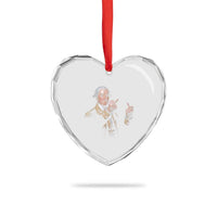 Funny George Washington Middle Fingers Rebel Portrait Heart Crystal Glass Ornament Edgy Classic Oil Painting Parody Patriotic Humor Graphic