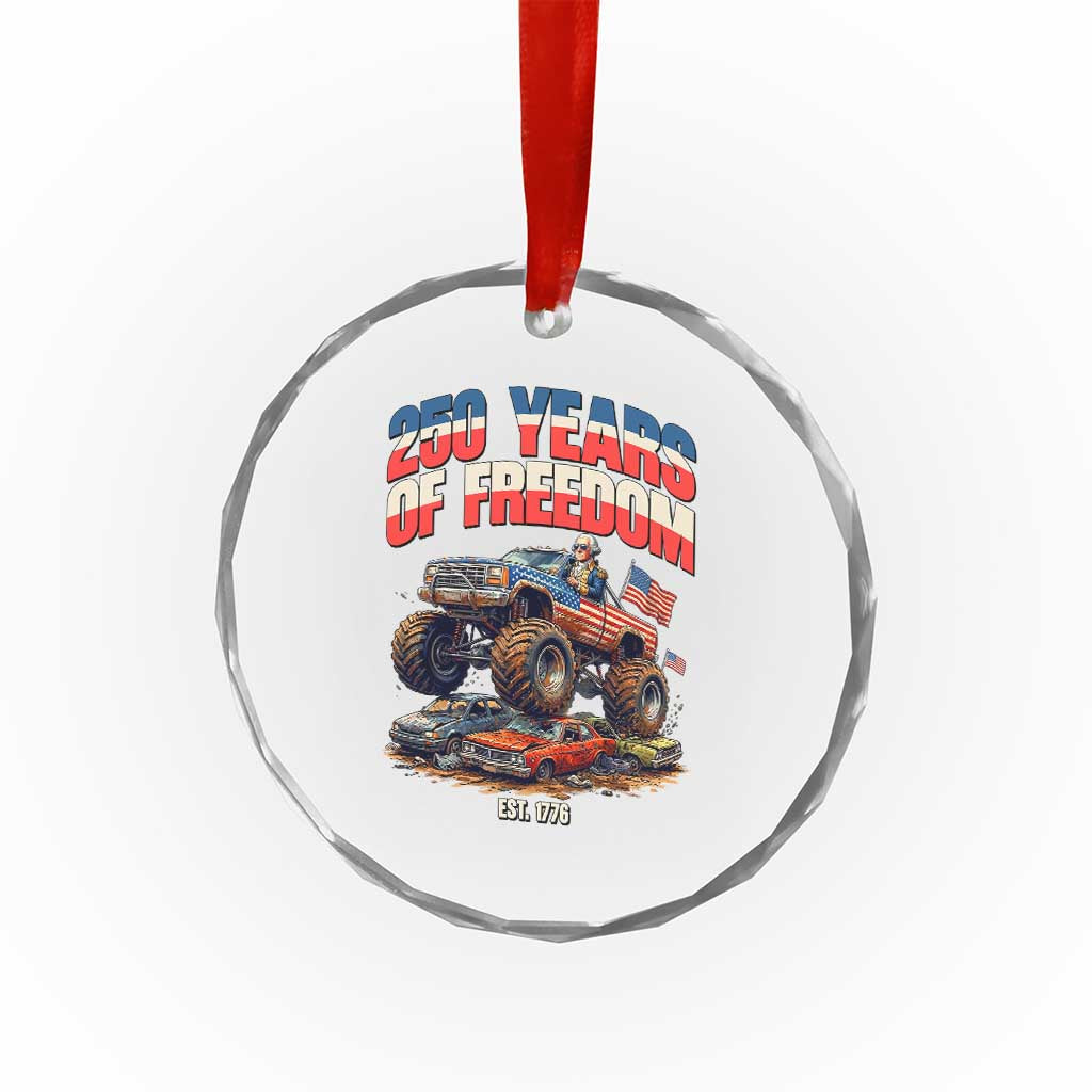 Funny George Washington Monster Truck Crystal Glass Ornament America 250th Anniversary