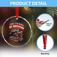 Funny George Washington Monster Truck Crystal Glass Ornament America 250th Anniversary