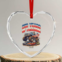Funny George Washington Monster Truck Heart Crystal Glass Ornament America 250th Anniversary