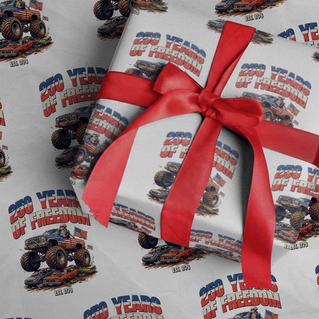 Funny George Washington Monster Truck Wrapping Paper Roll America 250th Anniversary