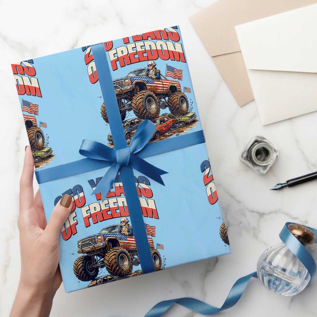 Funny George Washington Monster Truck Wrapping Paper Roll America 250th Anniversary