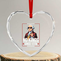 Funny George Washington No Kings 1776 Meme Vintage Gift Heart Crystal Glass Ornament - Wonder Print Shop