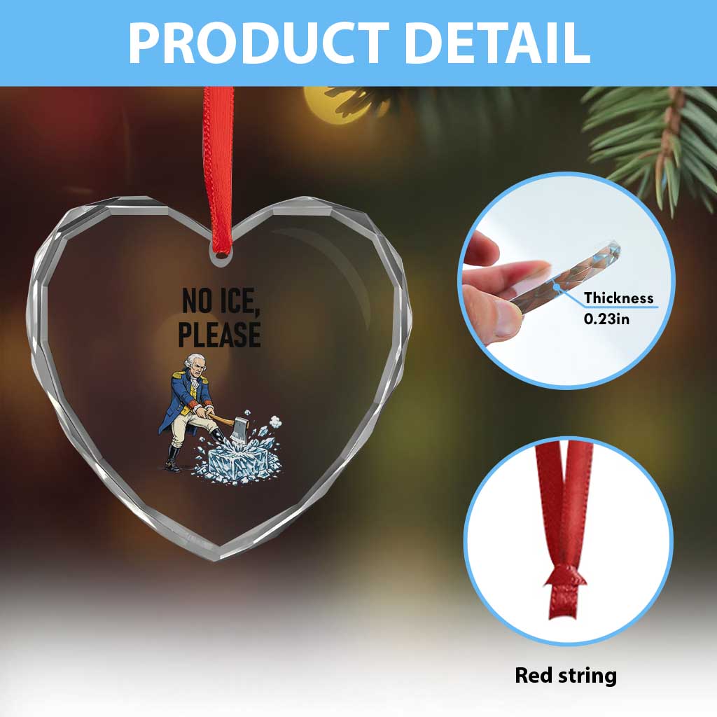 Funny George Washington Political Anti Ice Gift Heart Crystal Glass Ornament
