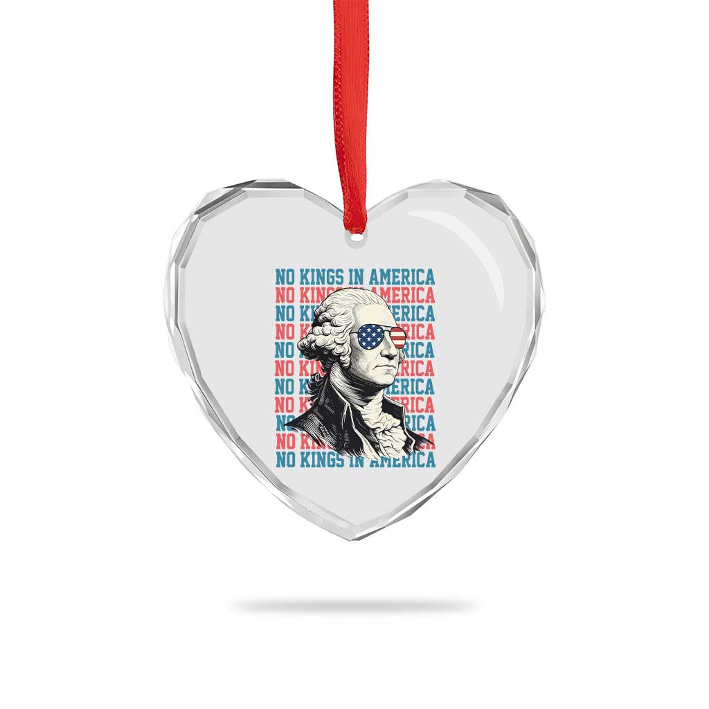 Funny George Washington Protest Heart Crystal Glass Ornament No Kings In America