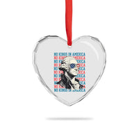 Funny George Washington Protest Heart Crystal Glass Ornament No Kings In America