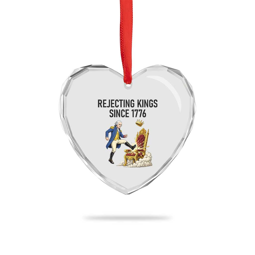 Funny George Washington Protest Heart Crystal Glass Ornament Rejecting Kings Since 1776