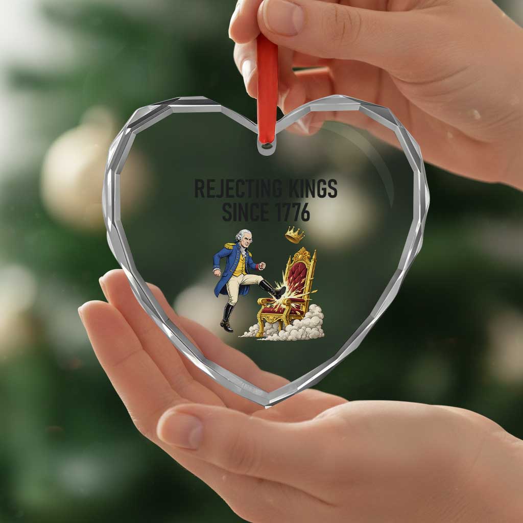 Funny George Washington Protest Heart Crystal Glass Ornament Rejecting Kings Since 1776