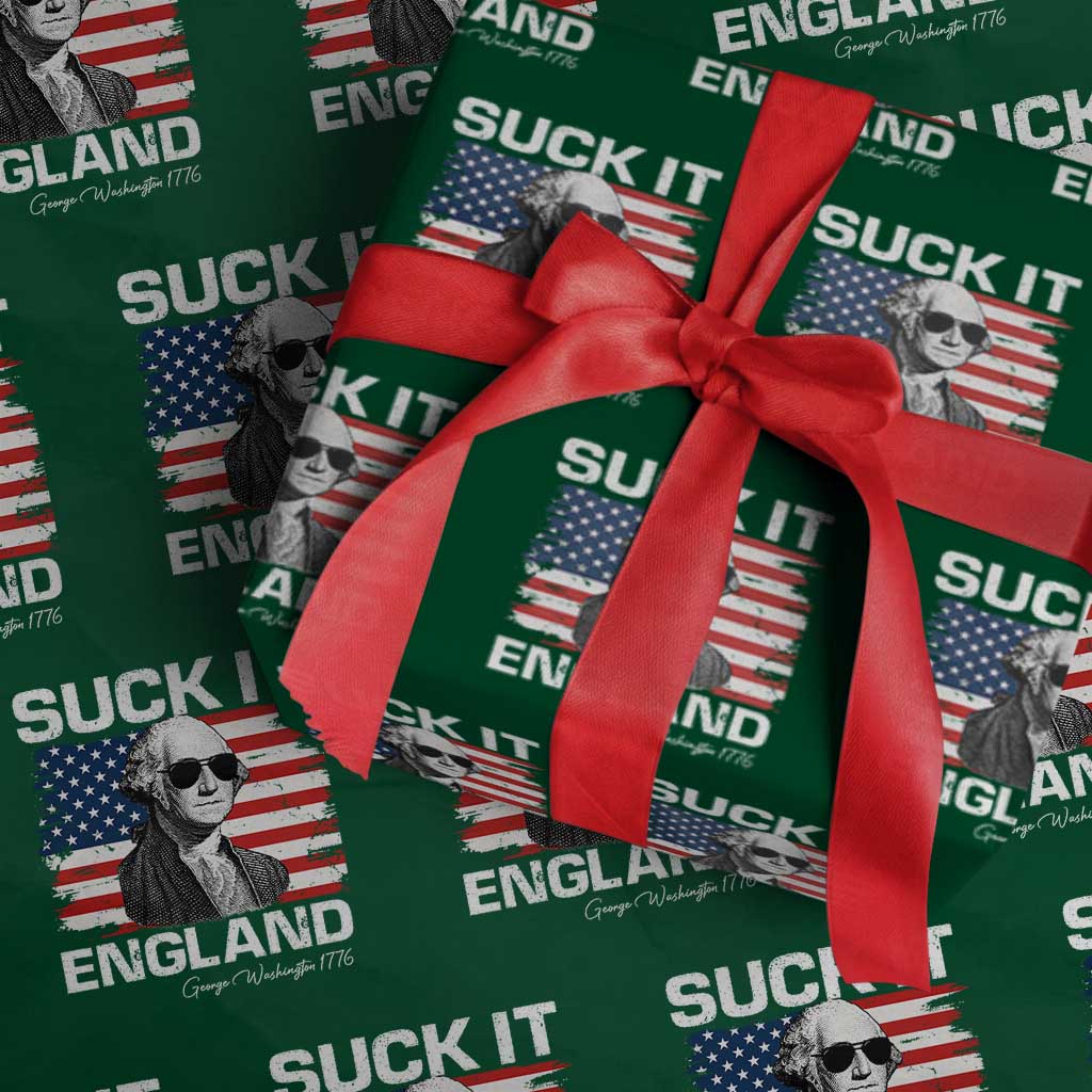 Funny George Washington Wrapping Paper Roll Suck It England Bold Patriotic 4th of July 1776 - Wonder Print Shop