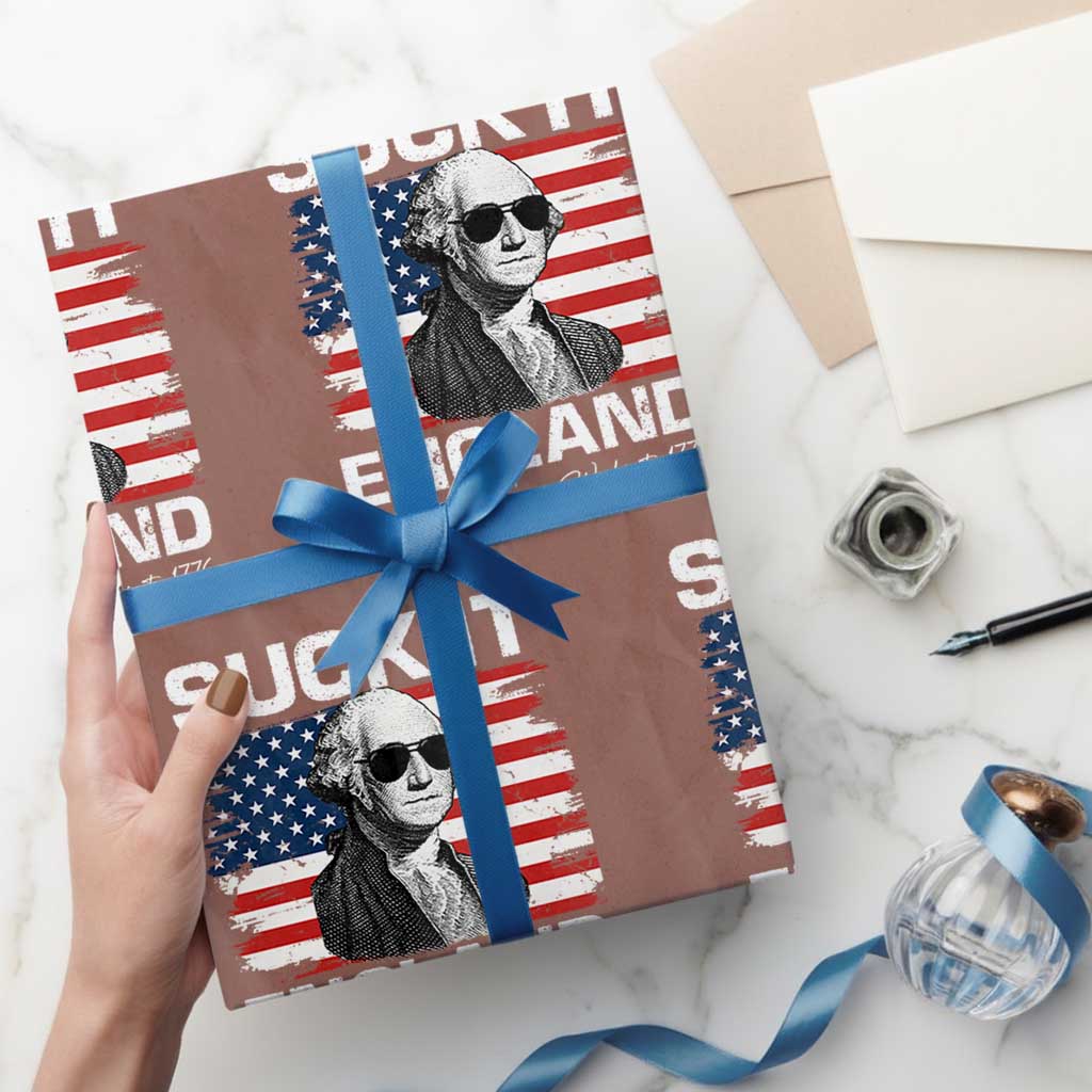 Funny George Washington Wrapping Paper Roll Suck It England Bold Patriotic 4th of July 1776 - Wonder Print Shop