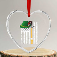 Funny German Beer Heart Crystal Glass Ornament Oktoberfest Vintage American Flag Alpine hat - Wonder Print Shop