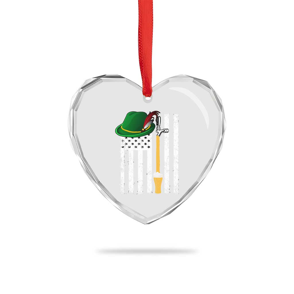 Funny German Beer Heart Crystal Glass Ornament Oktoberfest Vintage American Flag Alpine hat - Wonder Print Shop