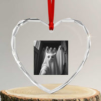 Funny Ghost Cat Halloween Meme Heart Crystal Glass Ornament - Wonder Print Shop