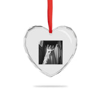 Funny Ghost Cat Halloween Meme Heart Crystal Glass Ornament - Wonder Print Shop