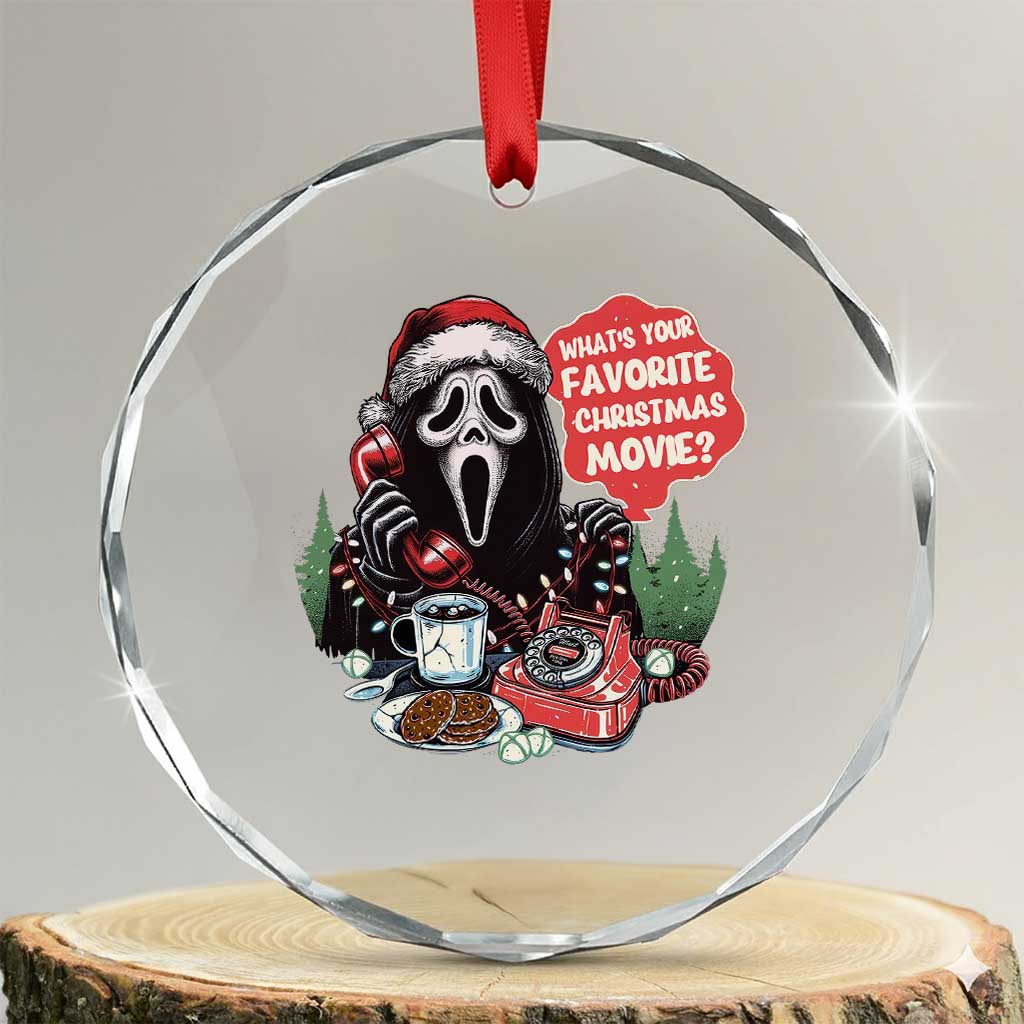 Funny Ghost Christmas Face Crystal Glass Ornament Whats Your Favorite Christmas Movie Spooky Xmas - Wonder Print Shop