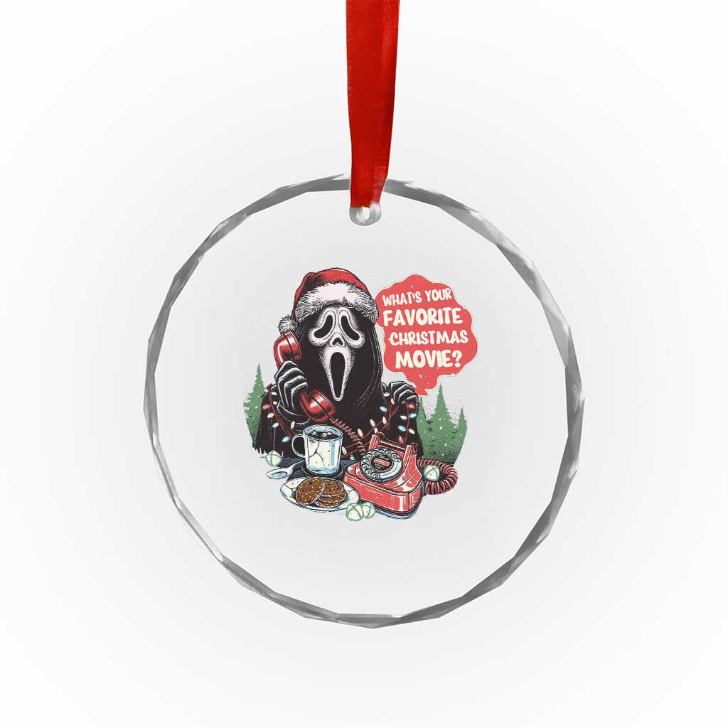 Funny Ghost Christmas Face Crystal Glass Ornament Whats Your Favorite Christmas Movie Spooky Xmas - Wonder Print Shop