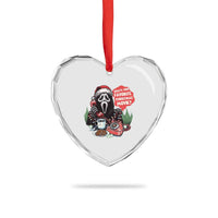 Funny Ghost Christmas Face Heart Crystal Glass Ornament Whats Your Favorite Christmas Movie Spooky Xmas - Wonder Print Shop