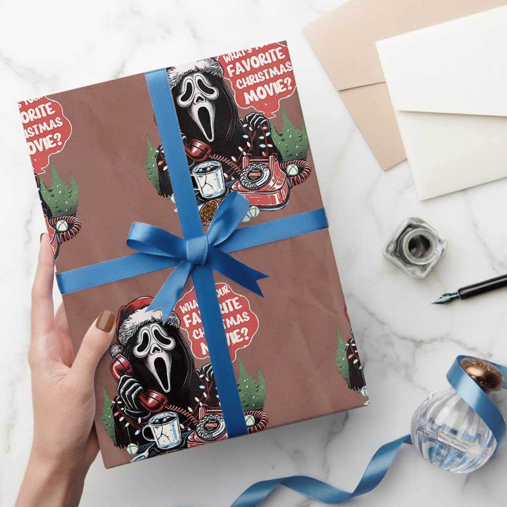 Funny Ghost Christmas Face Wrapping Paper Roll Whats Your Favorite Christmas Movie Spooky Xmas - Wonder Print Shop