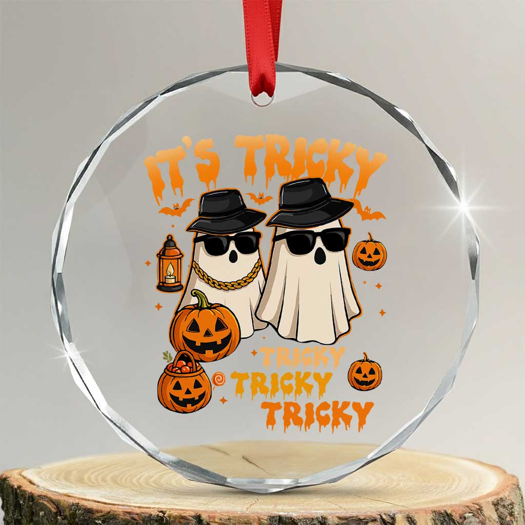 Funny Ghost Crystal Glass Ornament It's Tricky Tricky Tricky 90s Nostalgia Halloween Costume - Wonder Print Shop