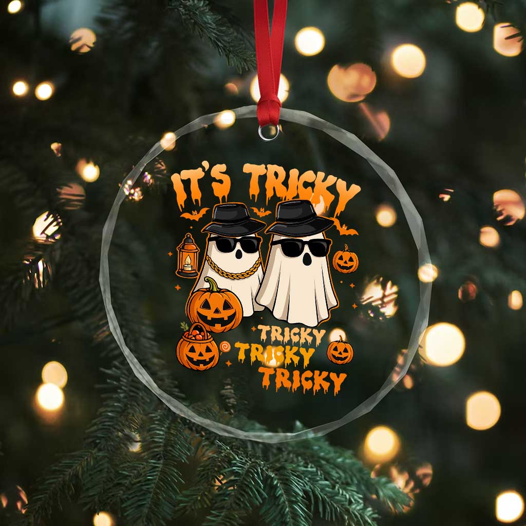 Funny Ghost Crystal Glass Ornament It's Tricky Tricky Tricky 90s Nostalgia Halloween Costume - Wonder Print Shop