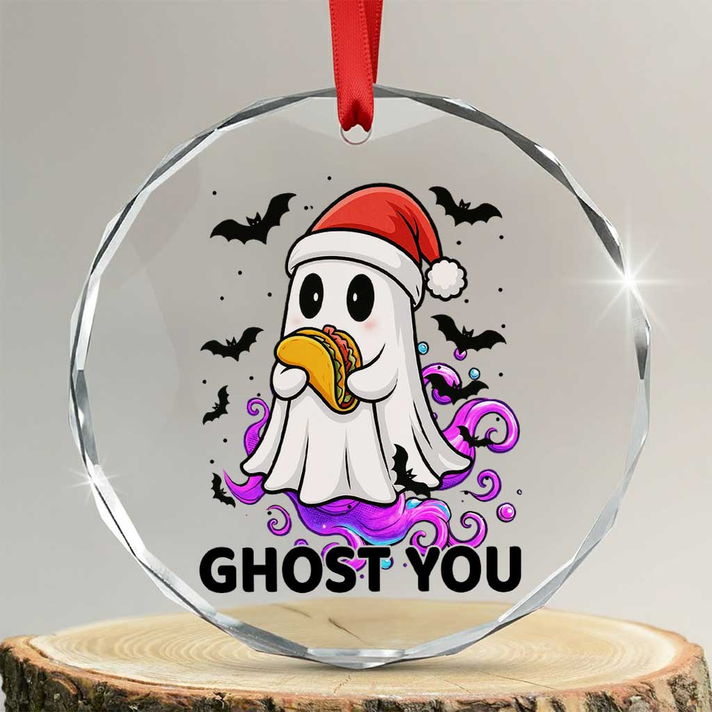 Funny Ghost Halloween Christmas Crystal Glass Ornament Ghost You - Wonder Print Shop
