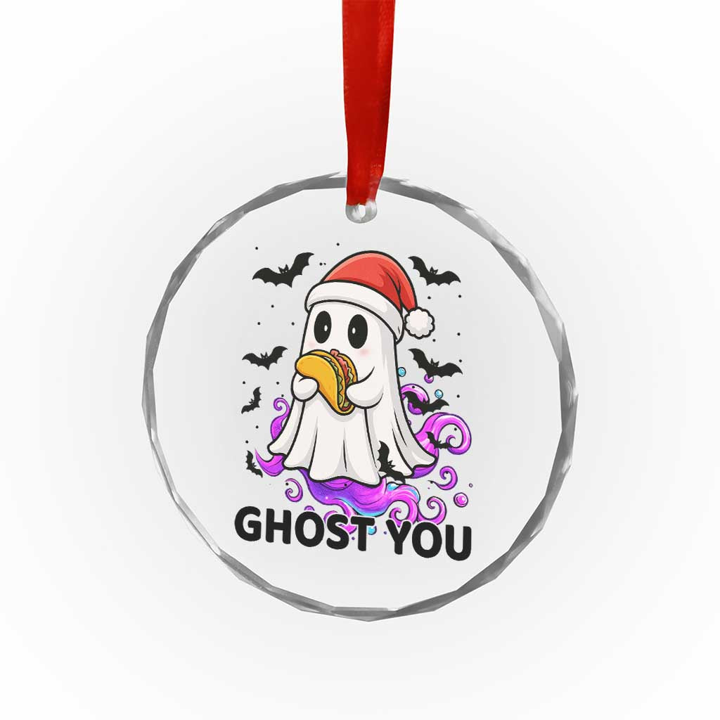 Funny Ghost Halloween Christmas Crystal Glass Ornament Ghost You - Wonder Print Shop