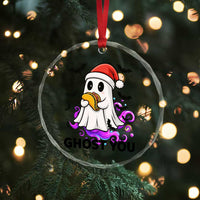 Funny Ghost Halloween Christmas Crystal Glass Ornament Ghost You - Wonder Print Shop