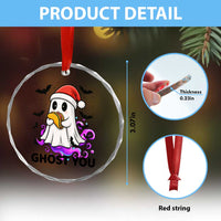 Funny Ghost Halloween Christmas Crystal Glass Ornament Ghost You - Wonder Print Shop