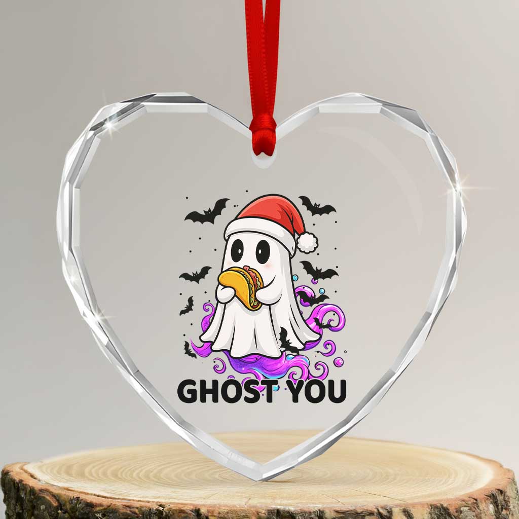 Funny Ghost Halloween Christmas Heart Crystal Glass Ornament Ghost You - Wonder Print Shop